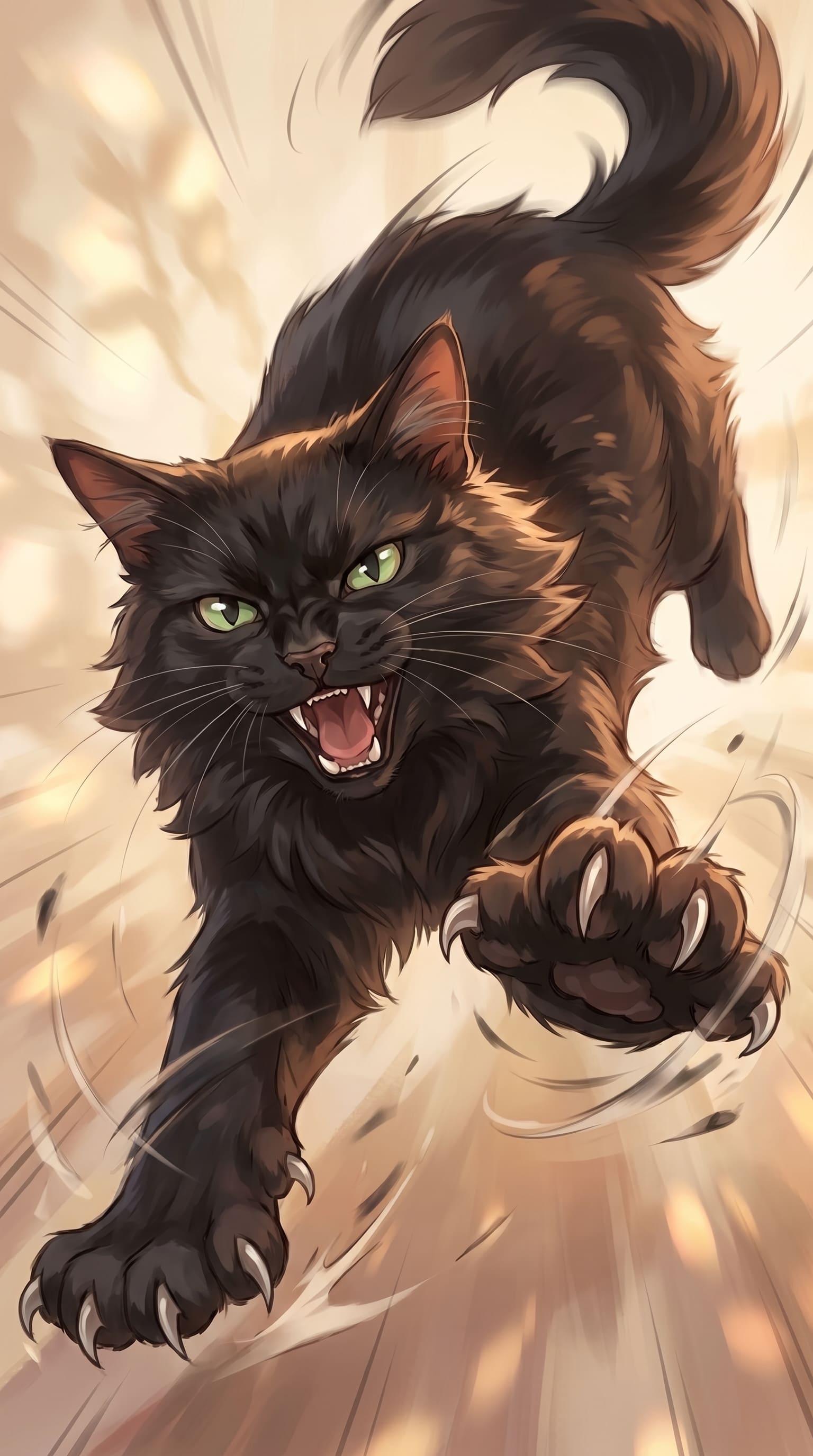 Gato saltando hacia la cámara