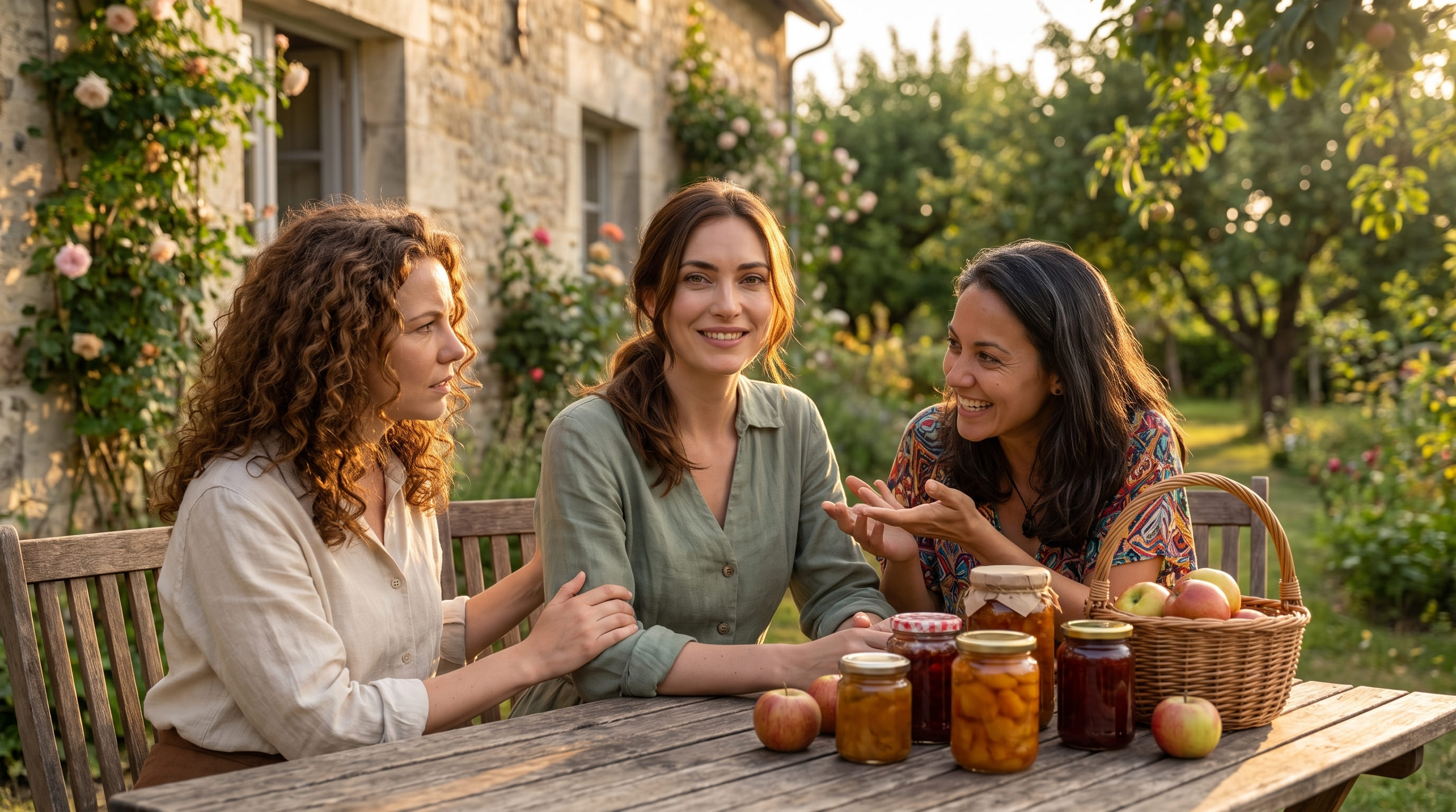 Tres mujeres sentadas a la mesa